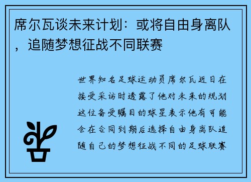 席尔瓦谈未来计划：或将自由身离队，追随梦想征战不同联赛